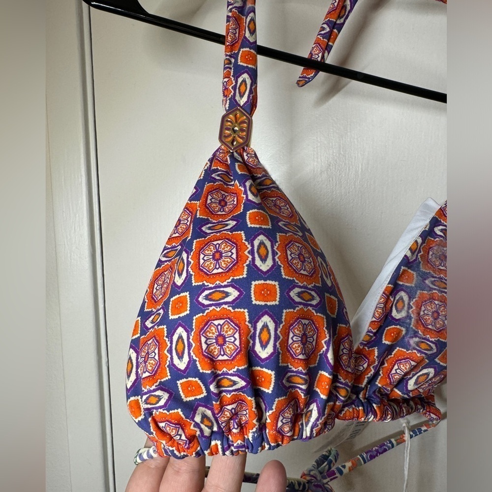 OndadeMar Orange & Purple Patterned Triangle Bikini Top - Picture 2 of 15